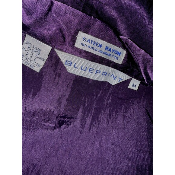 NWOT BLUEPRINT Purple Sateen Rayon Relaxed Fit Blouse Size M - Picture 3 of 3